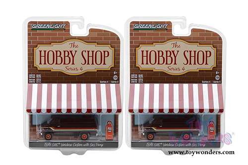Greenlight - The Hobby Shop Series 4 | GMC® Vandura Custom with Gas Pump (1978, 1/64 scale diecast model car, Brown) 97040D/48
