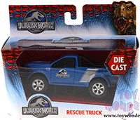 Show product details for Jada Toys Jurassic World - Rescue Truck (1/43 scale diecast model car, Blue) 97078