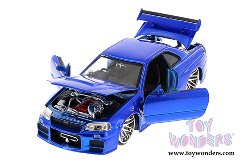 Jada Toys Fast & Furious - Brian's Nissan Skyline GT-R Hard Top (1/24 scale diecast model car, Candy Blue) 97173
