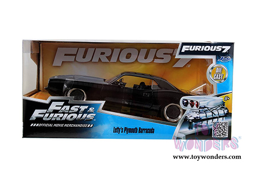 Jada Toys Fast & Furious - Letty's Plymouth Barracuda Hard Top (1/24 scale diecast model car, Black) 97195