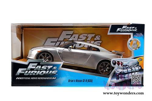 Jada Toys Fast & Furious - Brian's Nissan GT-R Hard Top (1/24 scale diecast model car, Candy Silver) 97212