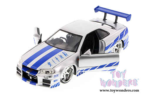 Jada Toys Fast & Furious - Brian's Nissan Skyline GT-R Hard Top (1/24 scale diecast model car, Candy Silver) 97216