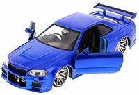Show product details for Jada Toys Fast & Furious - Brian's Nissan Skyline GT-R Hard Top (1/24 scale diecast model car, Candy Blue) 97217