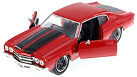 Jada Toys Fast & Furious - Dom's Chevy Chevelle SS Hard Top (1970, 1/24 scale diecast model car, Glossy Red) 97309