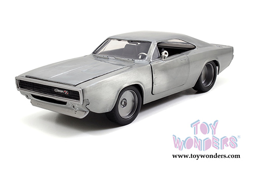 Jada Toys Fast & Furious - Dom's Dodge Charger Hard Top (1968, 1/24 scale diecast model car, Bare Metal) 97370