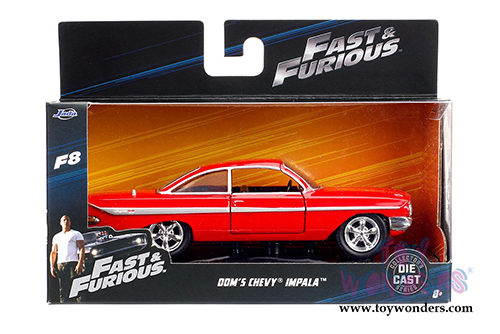 Jada Toys Fast & Furious - Dom's Chevy Impala F8 "The Fate of the Furious" Movie (1/32 scale diecast model car, Red) 98304