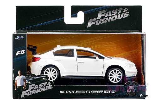 Jada Toys Fast & Furious - Mr. Little Nobody's Subaru WRX STI  F8 "The Fate of the Furious" Movie (1/32 scale diecast model car, White) 98305