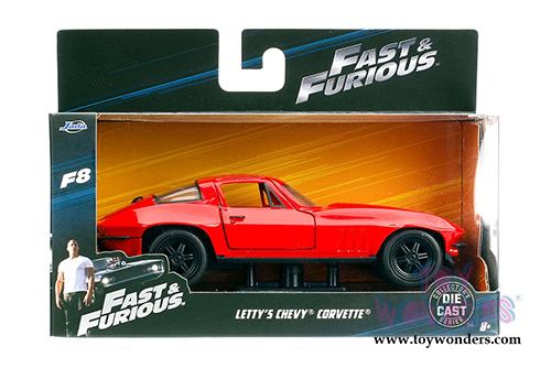 Jada Toys Fast & Furious - Letty's Chevrolet Corvette F8 "The Fate of the Furious" Movie (1/32 scale diecast model car, Red) 98306