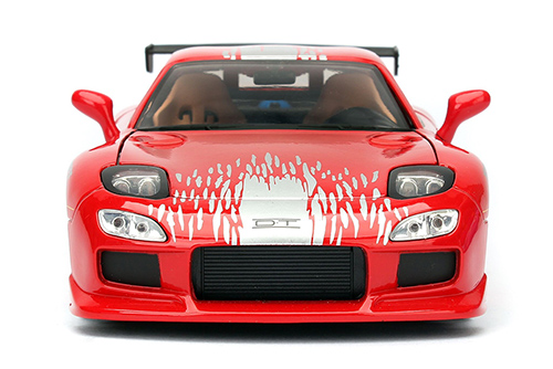 Jada Toys Fast & Furious - Dom's Mazda RX-7 F8 "The Fate of the Furious" Movie (1/24 scale diecast model car, Red) 98645