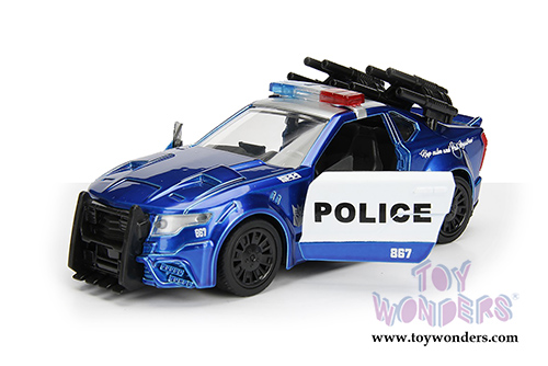 Jada Toys - Metals Die Cast | TRANSFORMERS 5 Barricade® Custom Police Mustang (1/32, diecast model car, Blue w/White) 98394