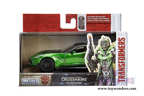 Jada Toys - Metals Die Cast | TRANSFORMERS 5 Crosshairs® Chevy® Corvette® Stingray™ (2016, 1/32, diecast model car, Candy Green w/Black) 98397