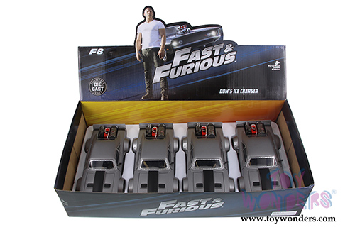 Jada Toys Fast & Furious - Dom's Ice Charger F8 "The Fate of the Furious" Movie (1/24 scale diecast model car, Semi Gun Metal Grey) 98427