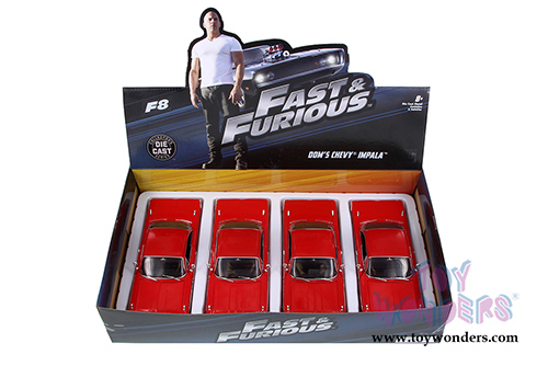 Jada Toys Fast & Furious - Dom's Chevy Impala F8 "The Fate of the Furious" Movie Hard Top (1961, 1/24 scale diecast model car, Red) 98430