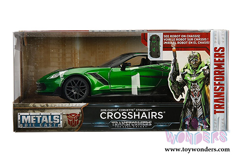 Jada Toys - Metals Die Cast | TRANSFORMERS 5 Crosshairs® Chevy® Corvette® Stingray™ (2016, 1/24, diecast model car, Metallic Green w/Black) 98499