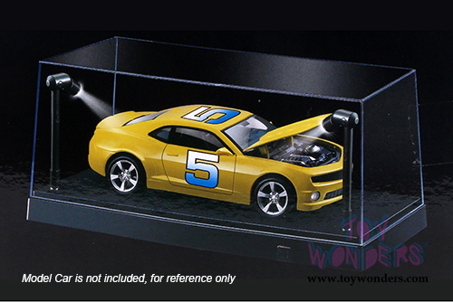 1/24, 1/43 Scale Diecast Model Car Acrylic LED Display Case (with removable riser, Black) 9902BK