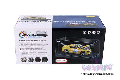 1/24, 1/43 Scale Diecast Model Car Acrylic LED Display Case (with removable riser, White) 9902W