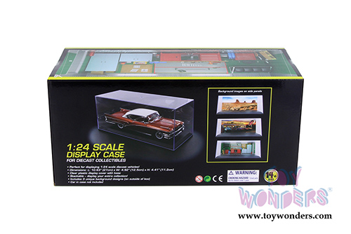 1/24 Scale Diecast Model Car Acrylic Display Case (with 3 background designs, Black) 9906BK