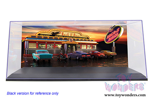 1/24 Scale Diecast Model Car Acrylic Display Case (with 3 background designs, White) 9906W