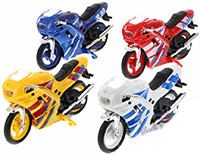 Show product details for Welly - Action Super Motorcycle (5" plastic model, Asstd.) 99440D