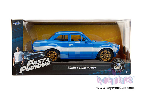 Jada Toys Fast & Furious - Brian's Ford Escort RS2000 MKI Hard Top (1/24 scale diecast model car, Blue) 99572/4