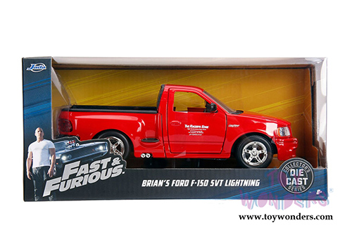 Jada Toys Fast & Furious - Brian's Ford F-150 SVT Lightning Pickup Truck (1/24 scale diecast model car, Red) 99574/4