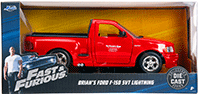 Show product details for Jada Toys Fast & Furious - Brian's Ford F-150 SVT Lightning Pickup Truck (1/24 scale diecast model car, Red) 99574/4