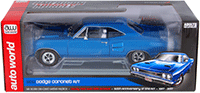 Show product details for Auto World - Dodge Coronet R/T 50th Anniversary Hard Top (1969, 1/18 scale diecast model car, B5 Blue) AMM1116