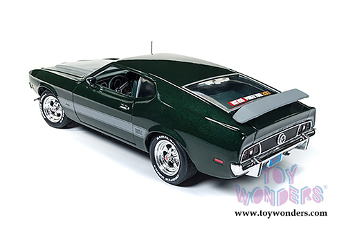 Auto World - American Muscle | Hot Rod Power Tour Ford Mustang Mach 1 (1973, 1/18 scale diecast model car, Dark Green) AMM1144