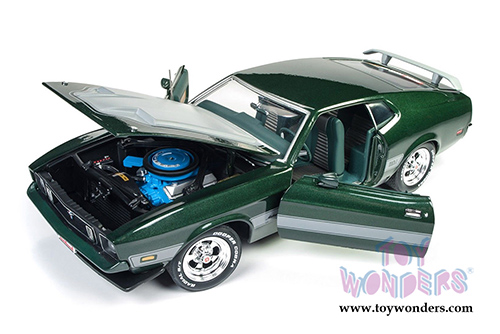 Auto World - American Muscle | Hot Rod Power Tour Ford Mustang Mach 1 (1973, 1/18 scale diecast model car, Dark Green) AMM1144