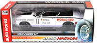 Show product details for Auto World -  Dodge Charger R/T Hard Top - Charlotte Motor Speedway - World 600 Pace Car (1971, 1/18 scale diecast model car, White with Black) AW223