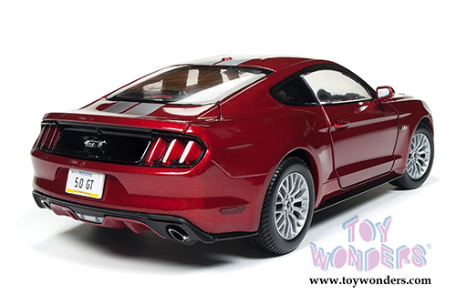 Auto World - Muscle Cars USA | 1/18 and 1/64 scale Ford Mustang GT Hard Top (2017, 1/18,1/64 scale diecast model car, Ruby Red Metallic) AW245