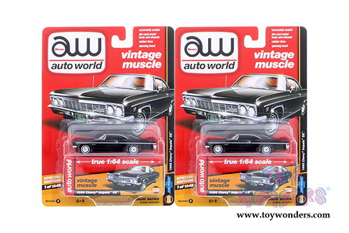 Auto World - Deluxe Series Chevy® Impala™ SS™ (1966,1/64 scale diecast model car, Black) AW64072/24B