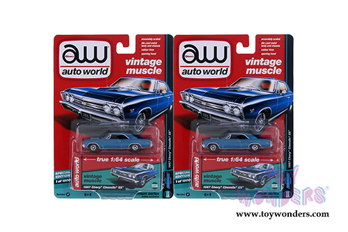 Auto World - Vintage Muscle | Chevy® Chevelle® SS™ Hard Top (1967,1/64 scale diecast model car, Marina Blue) AW64132/24A