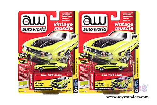 Auto World Premium - 2018 Release 4 | Ford Mustang Mach 1 (1972,1/64 scale diecast model car, Bright Lime/Black) AWSP016/24B