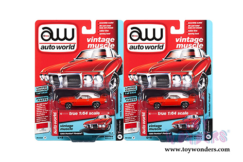 Auto World Premium - 2018 Release 4 | Pontiac® Firebird® (1969,1/64 scale diecast model car, Red/White) AWSP018/24A