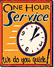 Tin Sign: One Hour Service - We Do You Quick CD1194