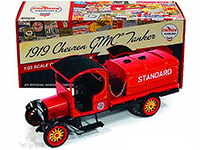 Show product details for Chevron Gasolines - Chevron GMC Tanker (1919, 1/33 scale diecast model car, Red) CP5911/12