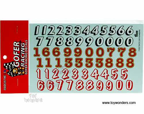 Decals - Race Car Numbers Sheet for 1/24 Scale Racing Vehicles  GR11005