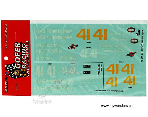 Decals - Curtis Turner 1950 for 1/24 Scale Vehicles  GR12003