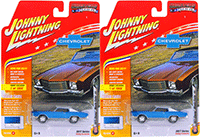 Show product details for Round 2 Johnny Lightning - Muscle Cars U.S.A. | Chevy® Monte Carlo™ SS™ (1971, 1/64 scale diecast model car, Mulsanne Blue Poly/White) JLMC009/24B