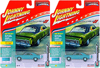 Round 2 Johnny Lightning - Muscle Cars U.S.A. | Dodge Dart Swinger (1969, 1/64 scale diecast model car, Light Turquoise Poly/White) JLMC011/24A
