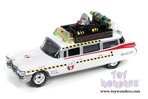 Round 2 Johnny Lightning - Silver Screen Machines | Ghostbusters' ECTO 1A Cadillac® ElDorado™ Hard Top (1959, 1/64 scale diecast model car, White/Red) JLSS004/24