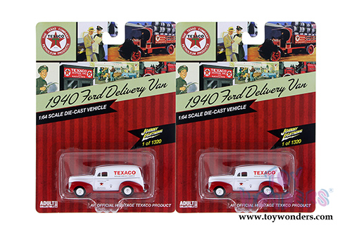 Round 2 Johnny Lightning - Texaco Ford Delivery Van (1940, 1/64 scale diecast model car, White w/Red) JLTX001/24