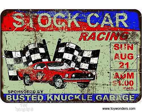 Metal Sign: Busted Knuckle Garage Stock Car Weathered Sign S4CBK