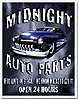 Show product details for Tin Sign: Midnight Auto Parts TD1564